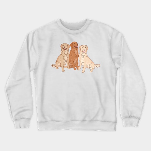 Colored Golden Retriever Trio Crewneck Sweatshirt by Csieben